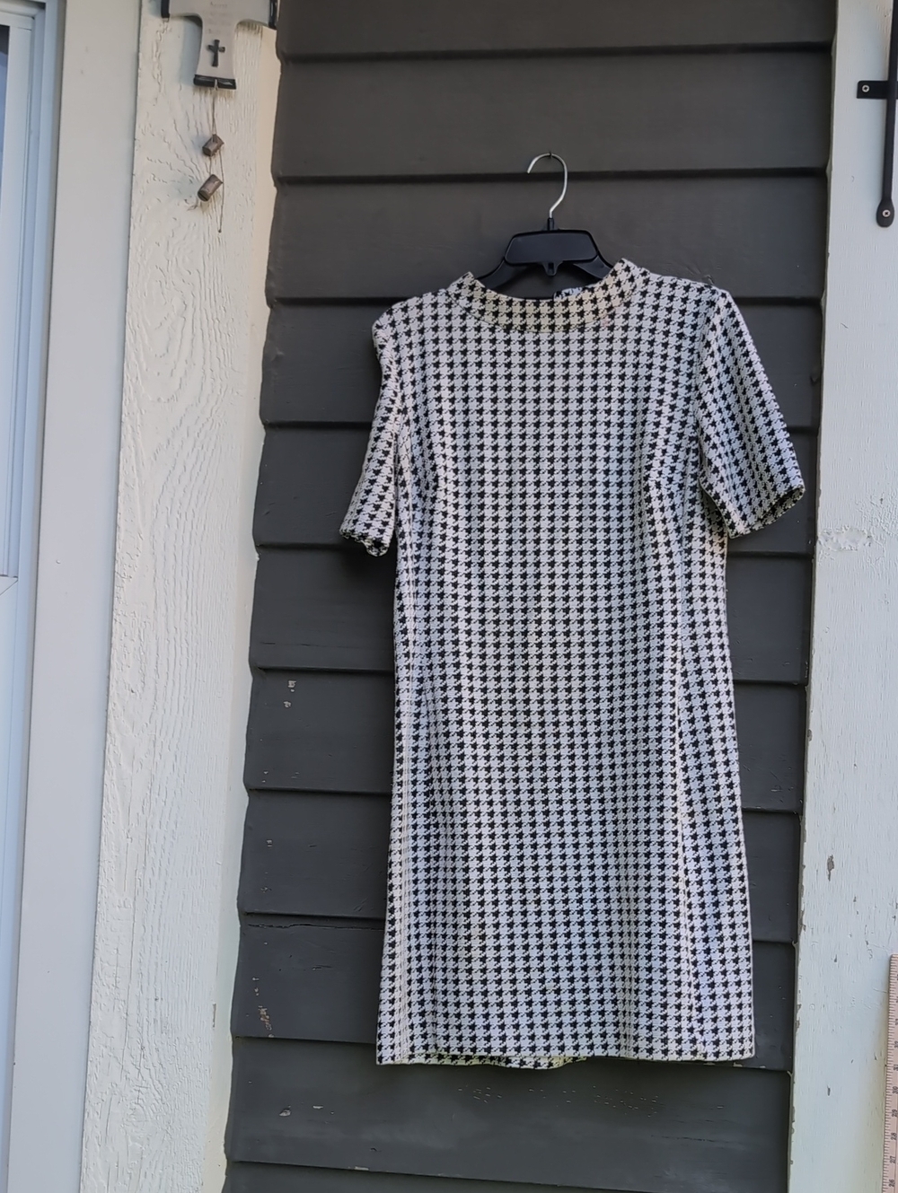 American LIVING Classic Black & White Houndstooth Short Sleeve Dress SIZE 14